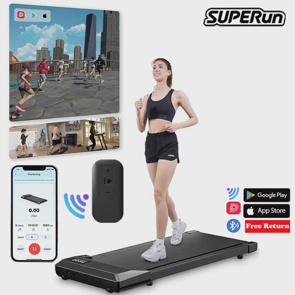 Superun 2-in-1 Loopband met 2.2PK Motor: Compacte Onder Desk Treadmill voor Thuis