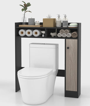 Toiletkast - Vrijstaande Badkamerkast met Verstelbare Planken en Deur