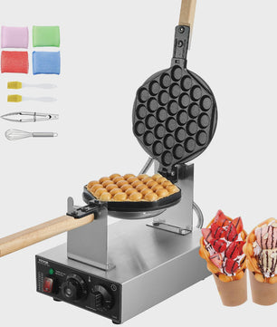 Professionele Bubble Wafelmaker 1400W - Anti-aanbak, RVS, 180° Draaibaar