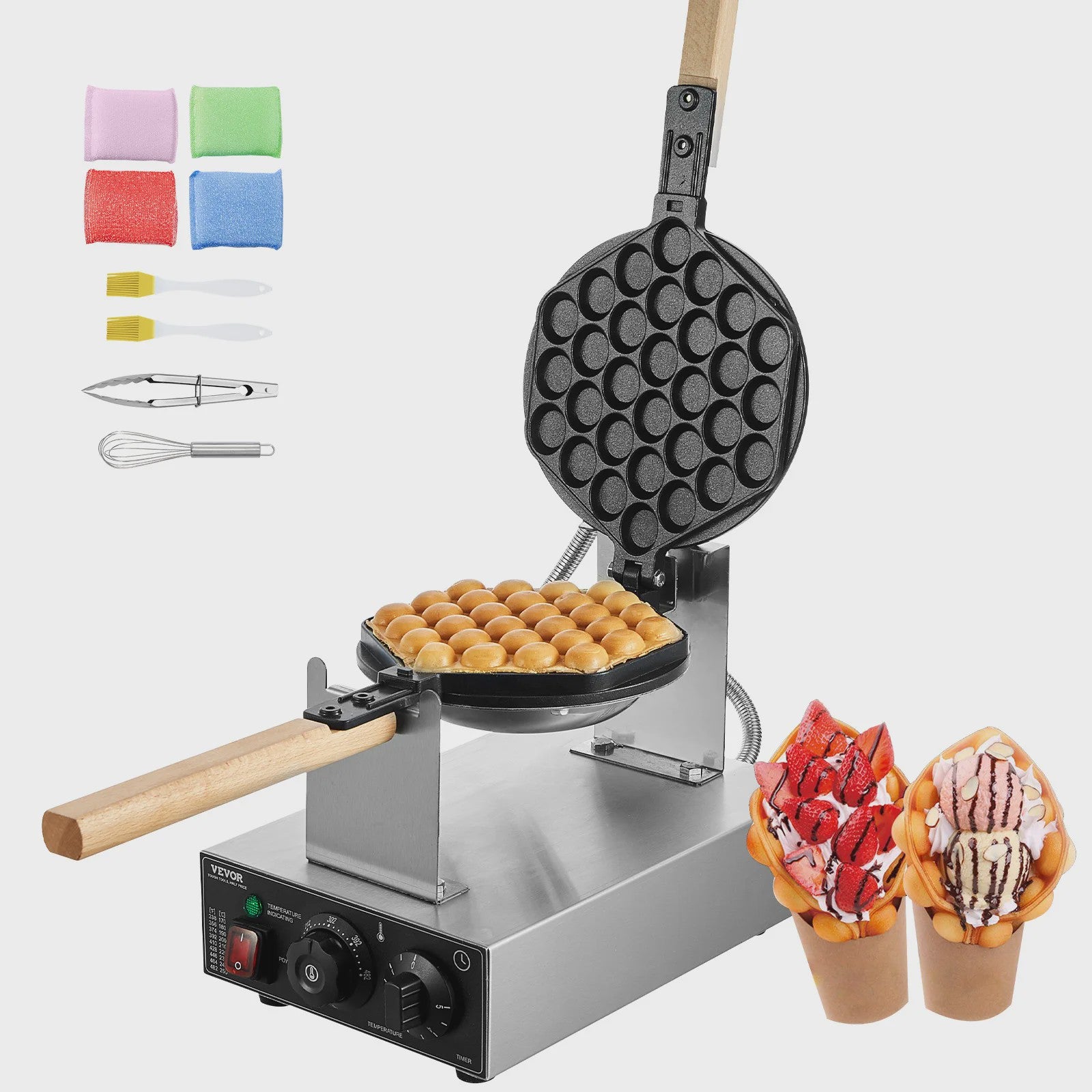 Professionele Bubble Wafelmaker 1400W - Anti-aanbak, RVS, 180° Draaibaar