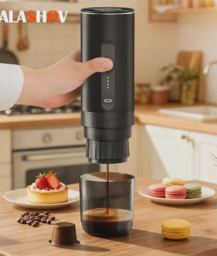 Draagbare 2-in-1 Koffiemachine: Draadloos, Elektrisch, voor Auto, Thuis & Camping - Capsules & Gemalen Koffie