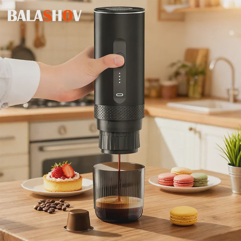 Draagbare 2-in-1 Koffiemachine: Draadloos, Elektrisch, voor Auto, Thuis & Camping - Capsules & Gemalen Koffie