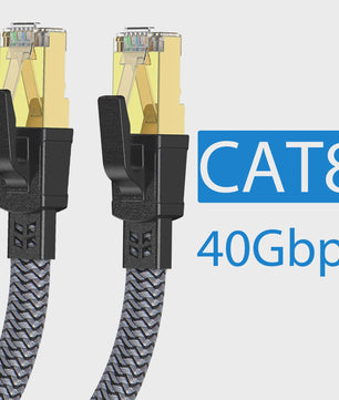 Cat 8 Ethernet Kabel - 40Gbps Flat Nylon Gevlochten Netwerkkabel met RJ45 Connector