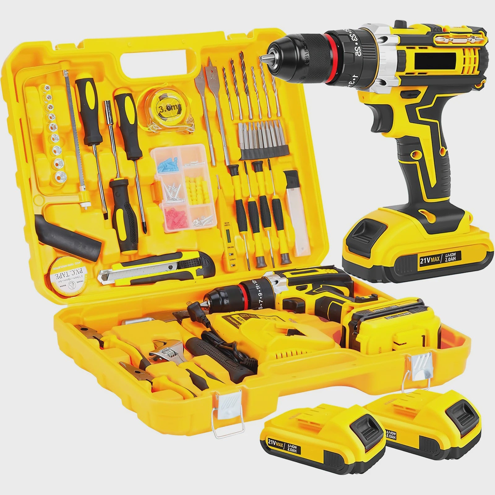 21V Accuboormachine met Klopfunctie & 120-delige Accessoireset - 45Nm Koppel, 25+3 Snelheden