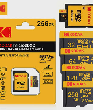 KODAK Micro SD Kaart 16GB - 256GB | Class 10 U3 4K | TF Kaart voor Drone & Telefoon