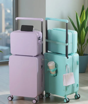 Luxe Koffer Set met USB, Bekerhouder & TSA-slot - 360° Wielen, PC+ABS