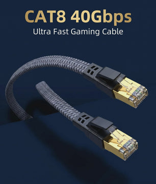 CAT8 Ethernet Kabel 40Gbps - Dubbel Afgeschermd, Gevlochten Nylon, Vergulde RJ45