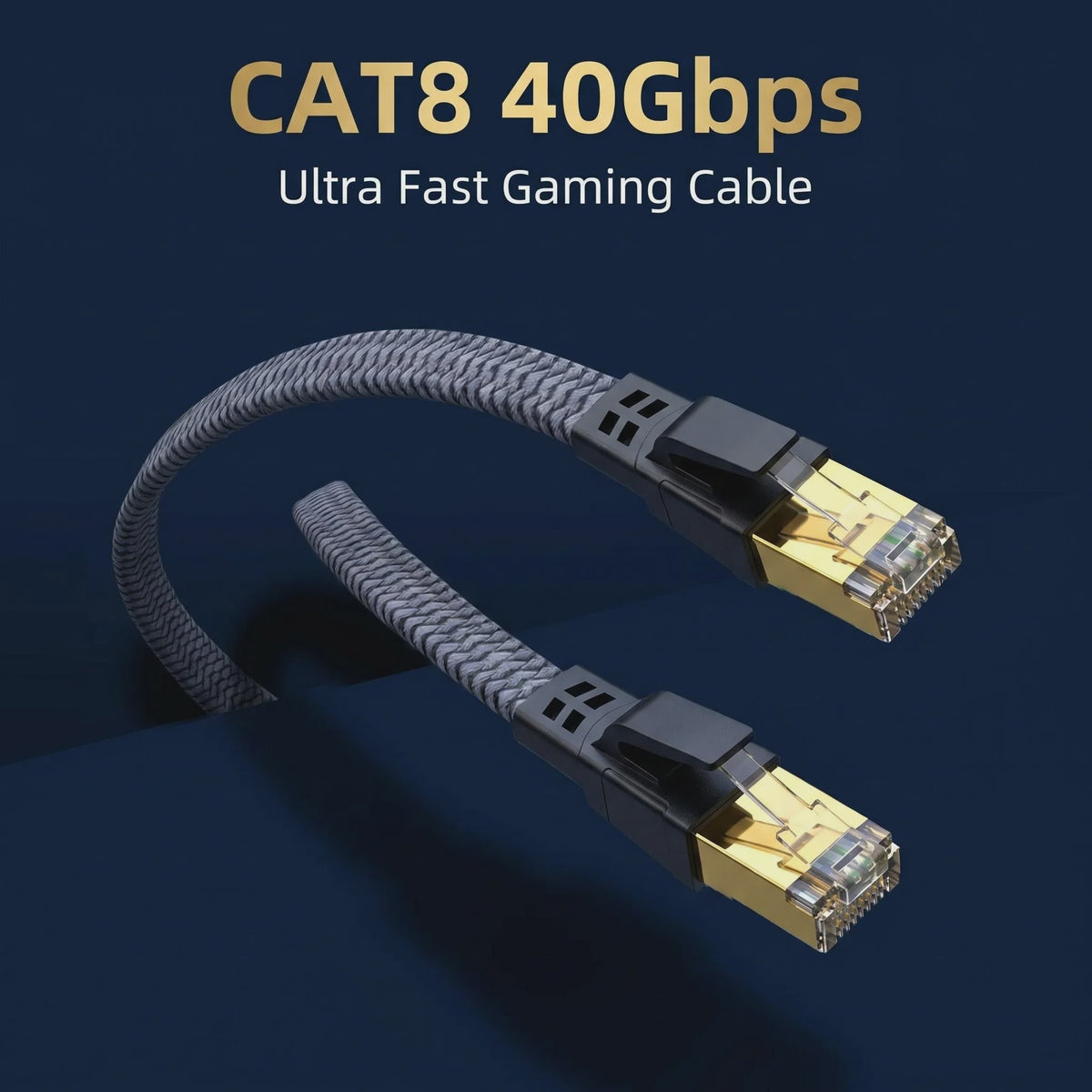 CAT8 Ethernet Kabel 40Gbps - Dubbel Afgeschermd, Gevlochten Nylon, Vergulde RJ45