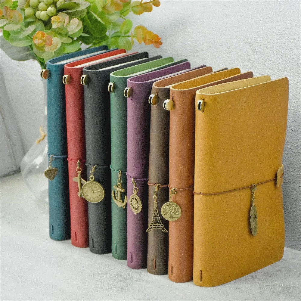 Leren Reisdagboek Navulbaar - Handgemaakt Retro Notitieboek voor Schrijven, Tekenen & Cadeau