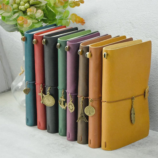 Leren Reisdagboek Navulbaar - Handgemaakt Retro Notitieboek voor Schrijven, Tekenen & Cadeau