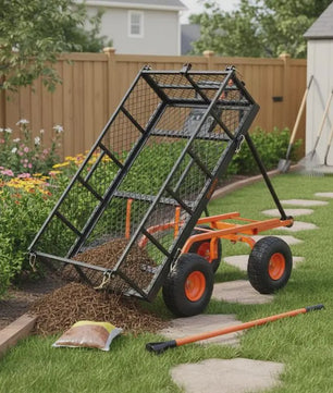 Metalen Kiepwagen Tuinwagen met 400 kg Laadvermogen en 25.4 cm Banden - Eenvoudig te Monteren