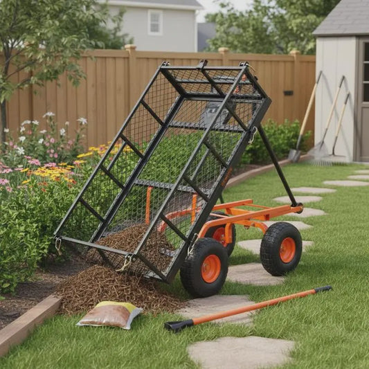 Metalen Kiepwagen Tuinwagen met 400 kg Laadvermogen en 25.4 cm Banden - Eenvoudig te Monteren