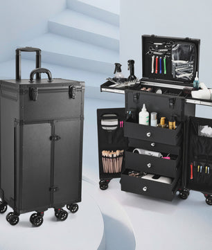 Professionele Make-up Trolley met Uitschuifbare Tafel en Wielen