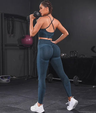 Naadloze Dames Sportset: Yoga Set met Hoge Taille Legging & Sport Top voor Fitness en Gym