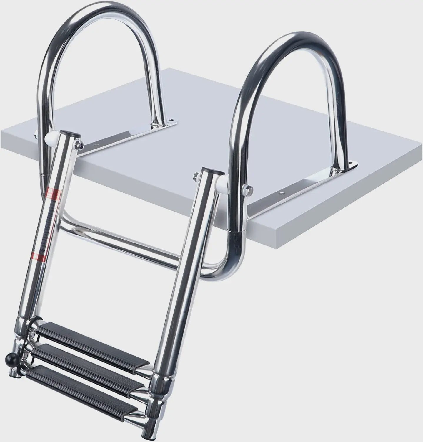 RVS Instapladder Boot 3 Treden - Inklapbaar & Uitschuifbaar