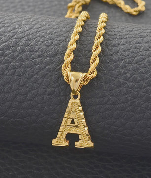 Gouden Initiaal Ketting met Touwketting - Kies Uw Letter (A-Z)
