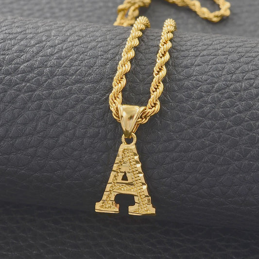 Gouden Initiaal Ketting met Touwketting - Kies Uw Letter (A-Z)