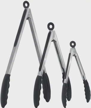 Set Keukentang 7, 9 & 12 Inch - RVS met Hittebestendige Siliconen Tips & Vergrendeling