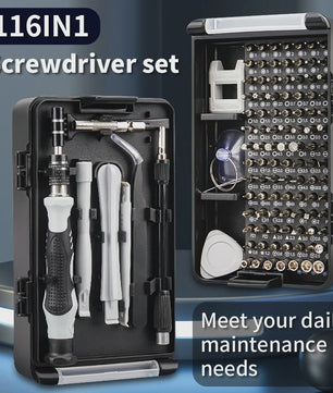 116-delige Precisie Schroevendraaierset met 98 Magnetische Bits voor Reparatie