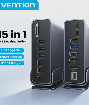 Vention 15-in-1 USB-C Docking Station: Triple Monitor 4K@60Hz, 100W PD, USB 3.2 Hub