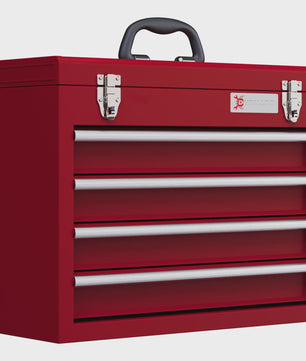 DURHAND Rode Metalen Gereedschapskist met 4 Lades en Bakje - 51x22 cm