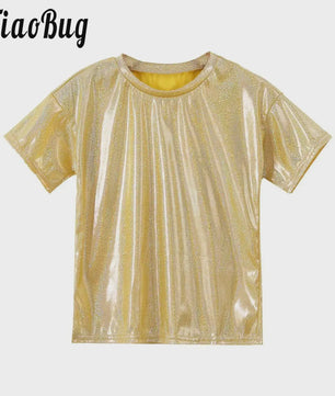 Glanzend Metallic Kinder T-shirt - Perfect voor Dans & Performance