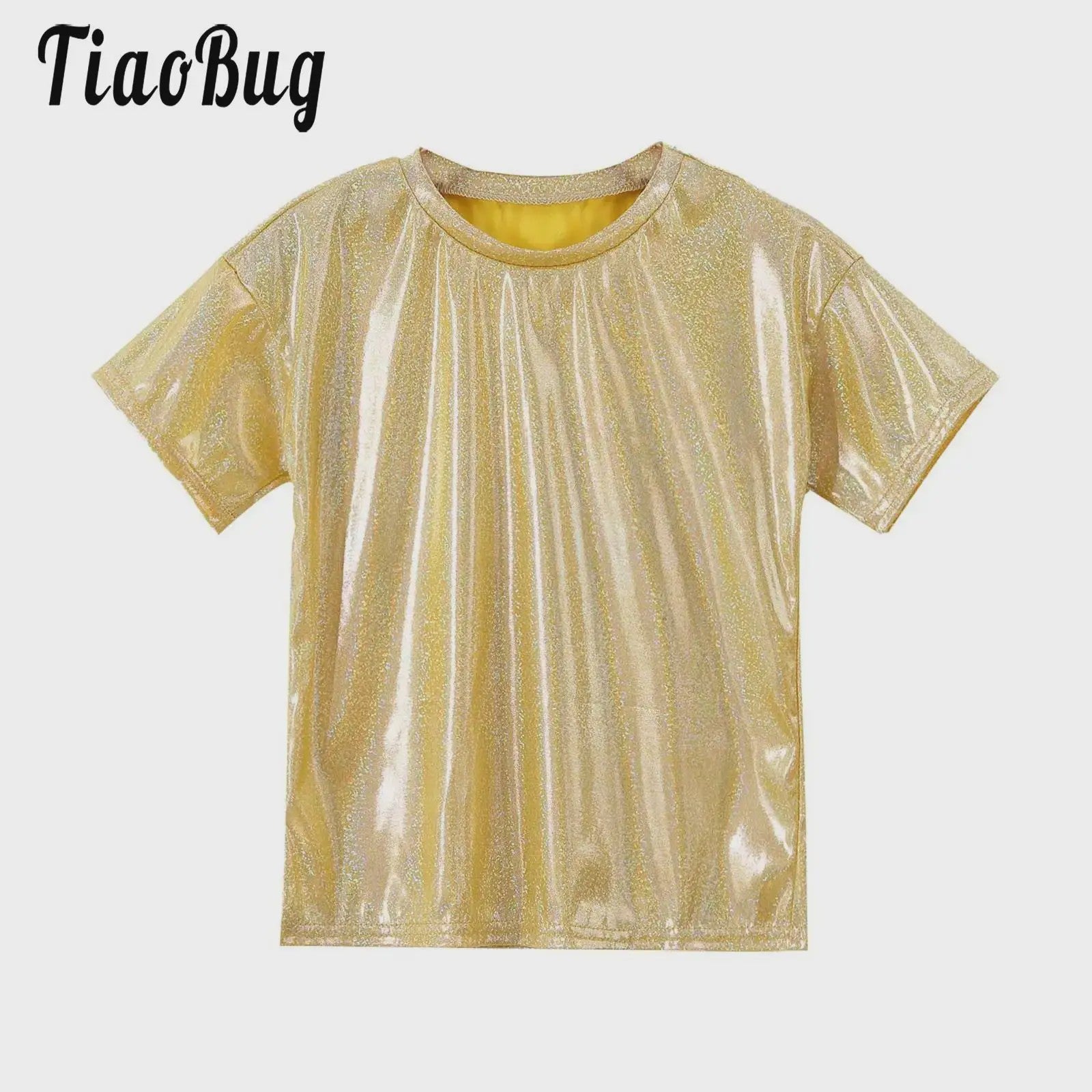 Glanzend Metallic Kinder T-shirt - Perfect voor Dans & Performance
