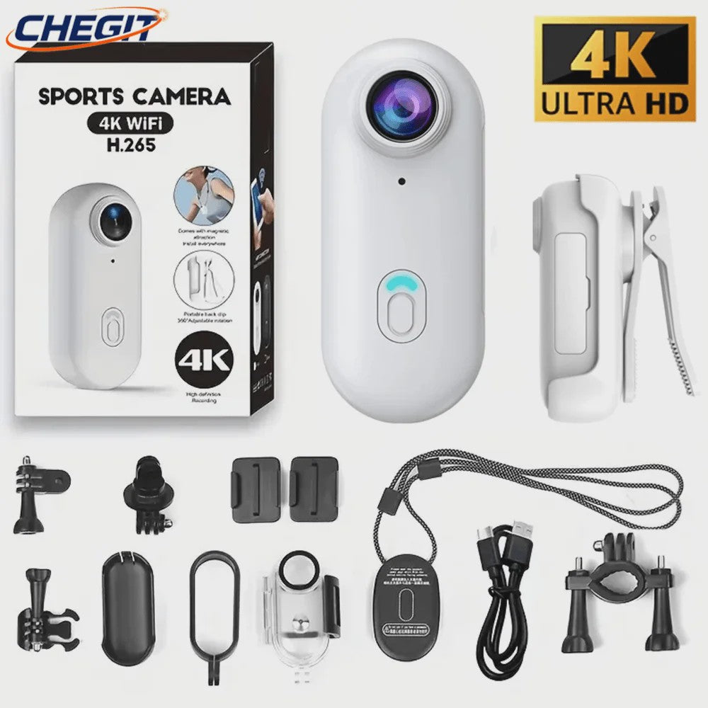 4K Actiecamera Mini - Waterdicht, WiFi, Helm & Fietsmontage