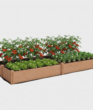 Outsunny Verhoogd Houten Bed voor Groenten & Kruiden - 234x25 cm - 4 Vakken