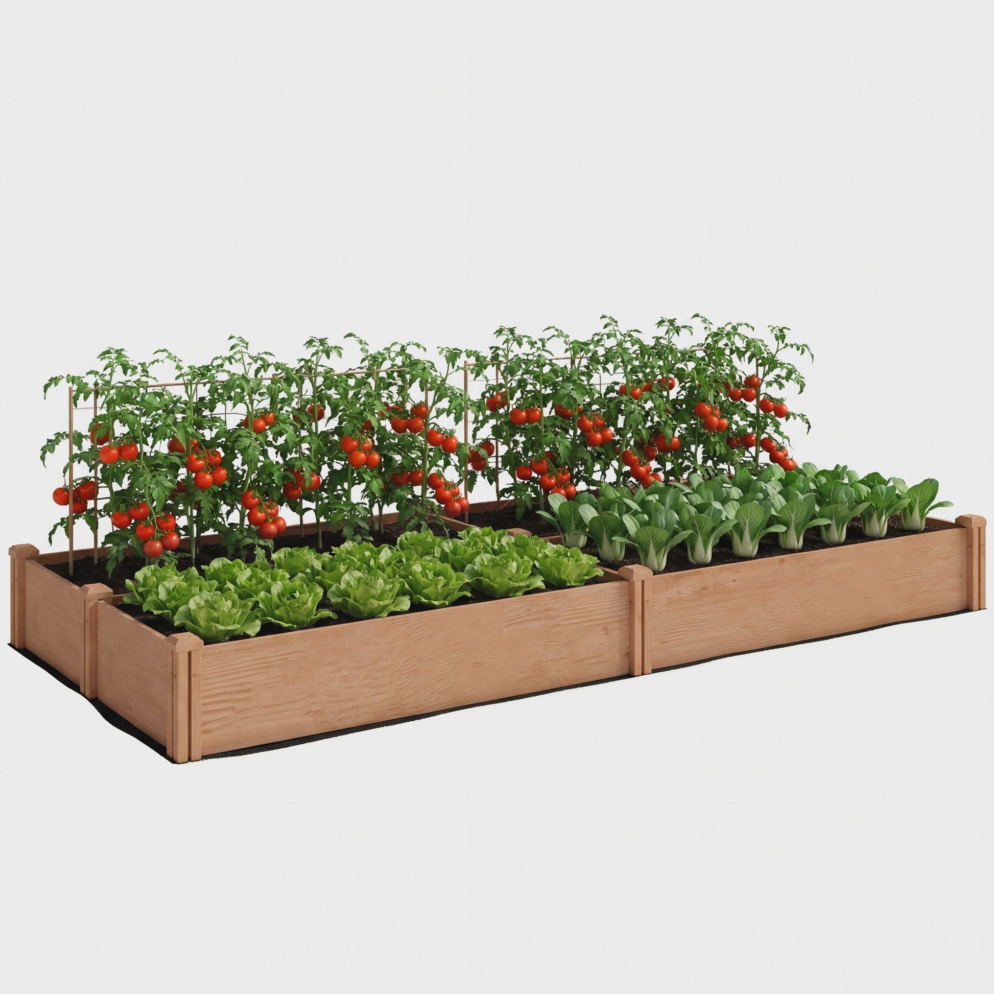 Outsunny Verhoogd Houten Bed voor Groenten & Kruiden - 234x25 cm - 4 Vakken