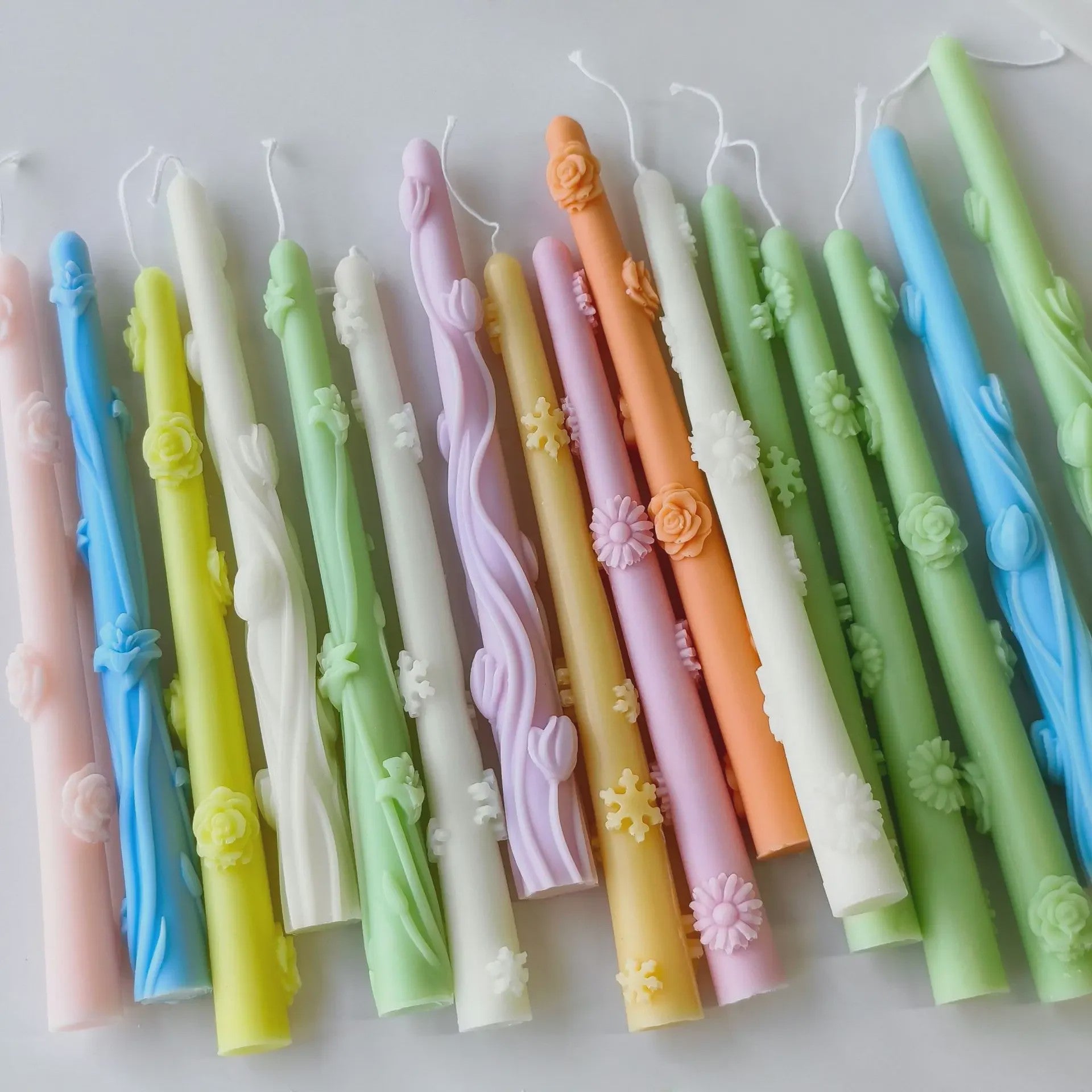 Handgemaakte Lange Kaars Siliconen Mal - Creatieve Bloem & Tak Decoratie - DIY Kaarsen Maken