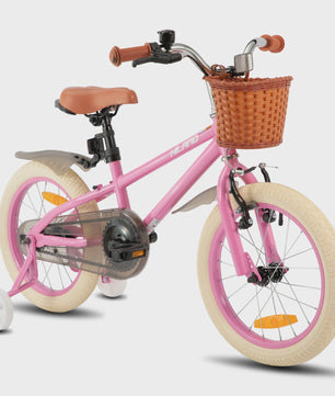 Hiland Kinderfiets 14, 16, 18 Inch - Meisjesfiets Groen/Roze met Mandje en Stabilisatoren