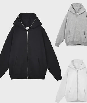 Unisex Full Zip Hoodie - Casual Streetwear & Hip-Hop Stijl