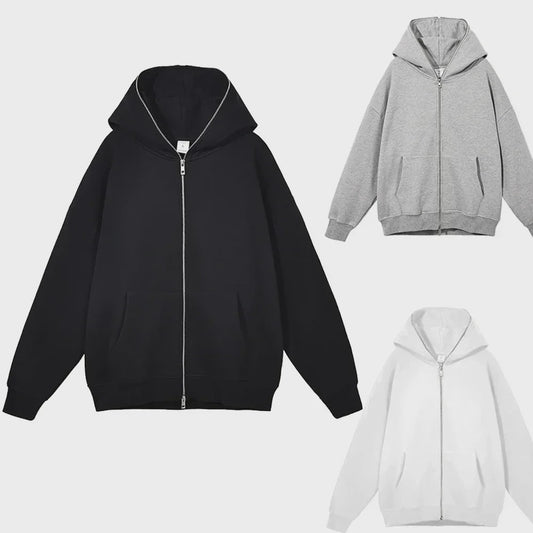 Unisex Full Zip Hoodie - Casual Streetwear & Hip-Hop Stijl