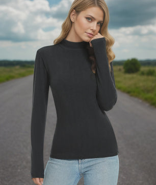Dames Turtleneck Trui met Lange Mouwen - Basic Ribgebreid Slim Fit Top
