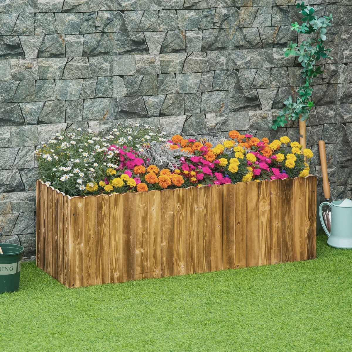 Houten plantenbak 120x40x40cm van vurenhout - Ideaal voor kruiden, groenten & bloemen