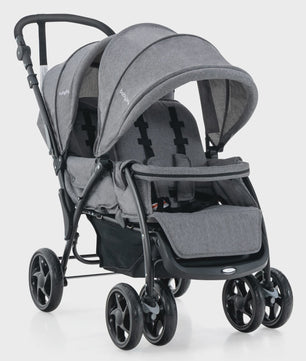 Dubbele Kinderwagen Inklapbaar met Verstelbare Rugleuning en Kap - Comfortabele Reisbuggy voor Tweeling