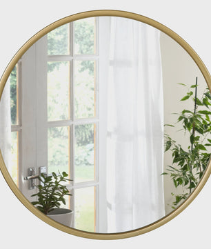 Moderne Ronde Wandspiegel met Gouden Metalen Frame - SediaXL