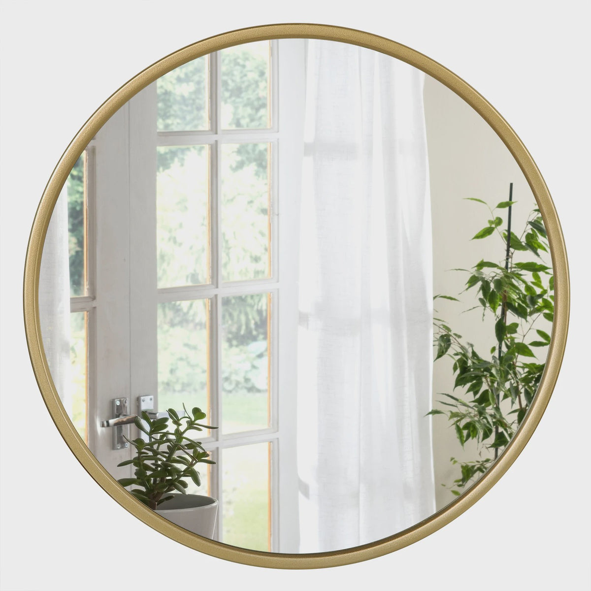 Moderne Ronde Wandspiegel met Gouden Metalen Frame - SediaXL