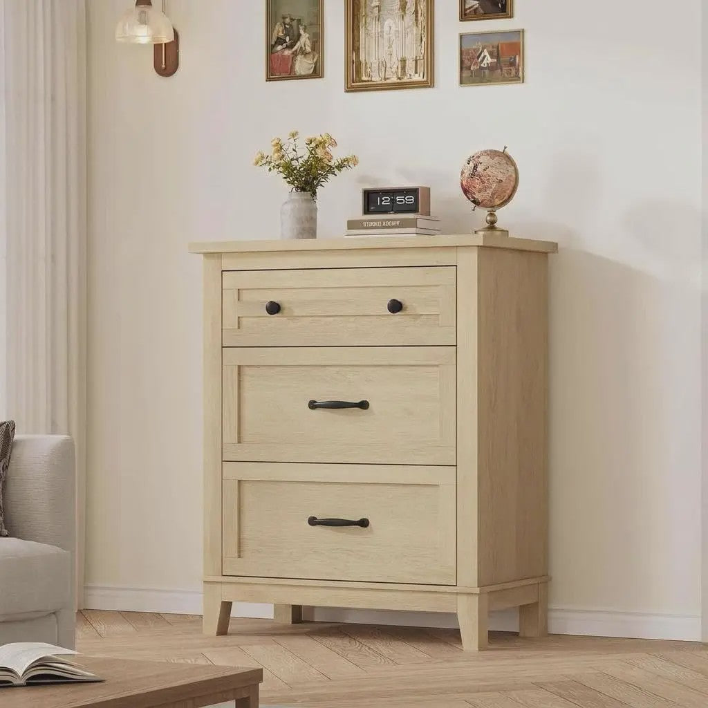 Moderne Ladekast van MDF - 74x40x75cm - Slaapkamer Commode met Textuur Fronten en Anti-Tip Kit