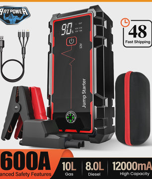 AntPower 12000mAh Jump Starter 1600A - Noodstroom & Powerbank voor 12V Voertuigen