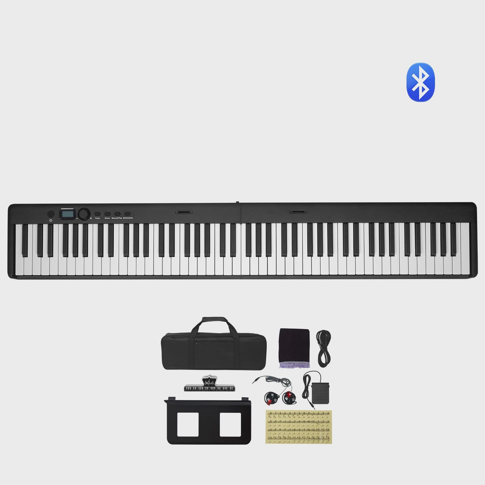 Opvouwbaar 88 Toetsen Digitale Piano Keyboard met Bluetooth & MIDI - Draagbaar en Oplaadbaar
