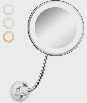 Vergrootglas Make-up Spiegel met LED Licht, Flexibele Hals & Zuignap - 10x Vergroting