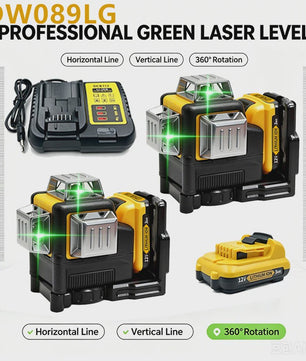 Professionele Groene Laserwaterpas DW089LG - 12 Lijnen, 360° Horizontaal/Verticaal