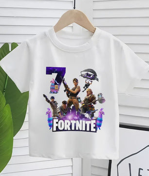 Fortnite Kinder T-shirt met Verjaardagsnummer - Zomer Kleding voor Jongens & Meisjes