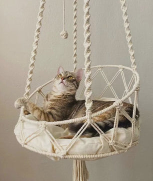 Handgeweven Macramé Kattenhangmat - Boho Stijl Hangend Kattenbed