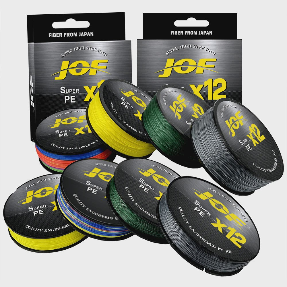 JOF X12 12-Strands Gevlochten Vislijn - Super Sterk Multifilament PE Lijn (25-92LB)