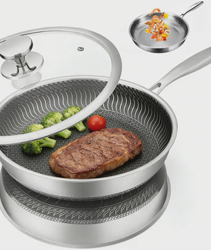 Pure Titanium Koekenpan 30/26cm - Anti-aanbak, Hamerslag Patroon, Titanium Legering
