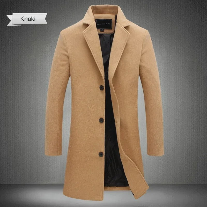Herentrenchcoat Wolmix - Stijlvolle Lange Winterjas voor Heren