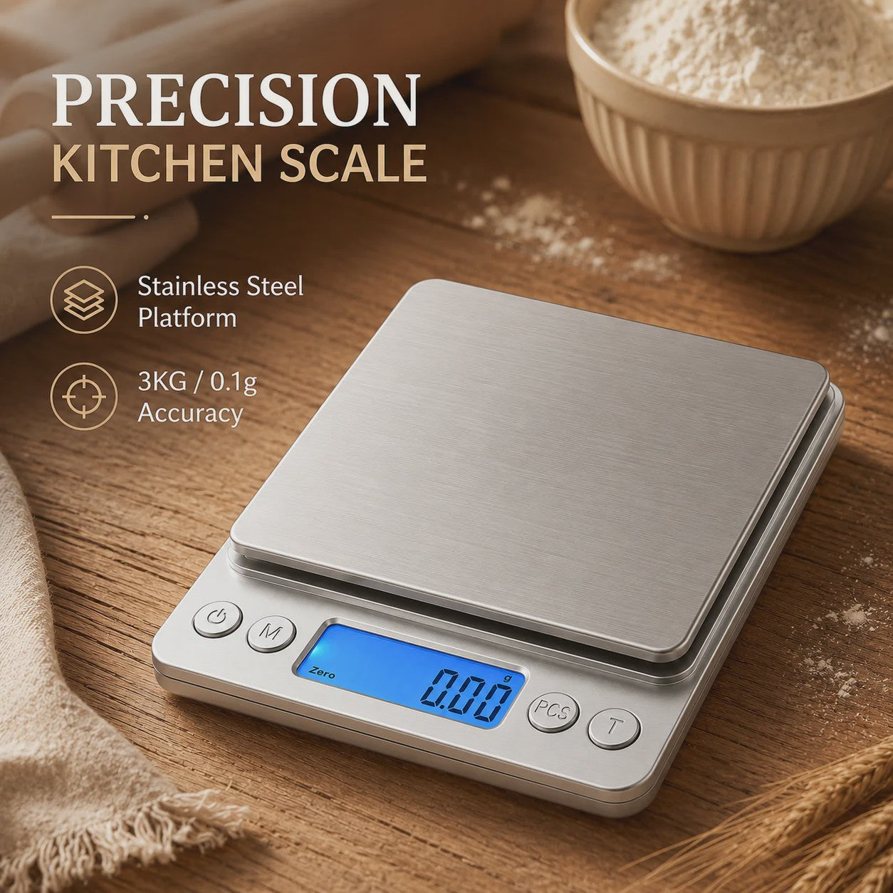 Digitale Keukenweegschaal RVS met LCD Display - Precisie tot 0.1g voor Koken & Bakken